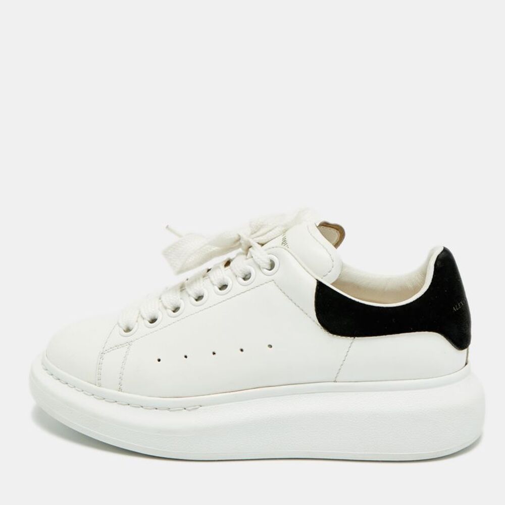 Alexander Mcqueen Oversized Size 37.5 White/black Leather And Suede Low Top - Picture 1 of 7